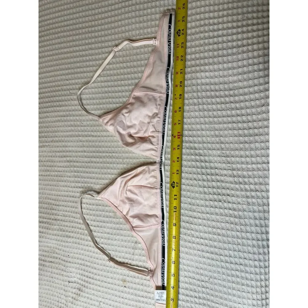 Calvin Klein Pink Crushed Velvet V Neck Bralette M
